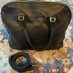 Sseko Dome Leather Satchel in Black Pebbled Leather
